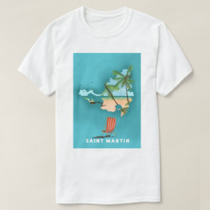 Camiseta St Martin ilustrou o mapa