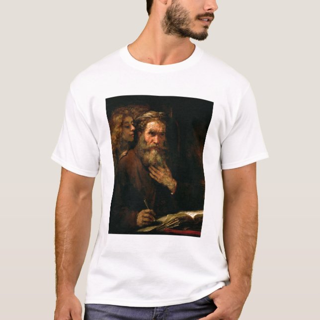 Camiseta St Matthew e o anjo, 1655-60 (óleo em canvas) (Frente)