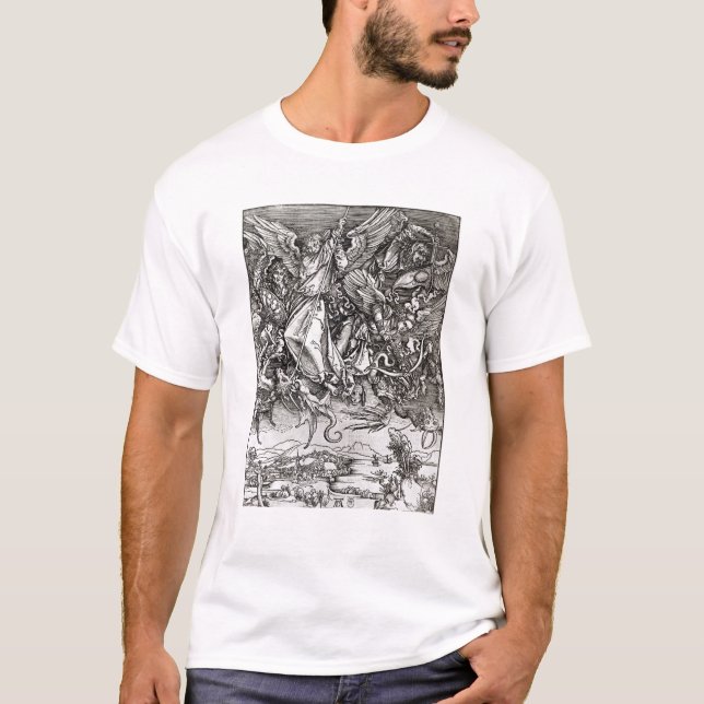 Camiseta St Michael e o dragão, de um latino (Frente)