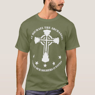 Camiseta St Michael o arcanjo - estêncil branco