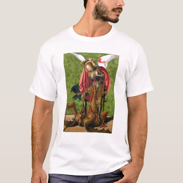 Camiseta St Michael que mata o dragão (Frente)