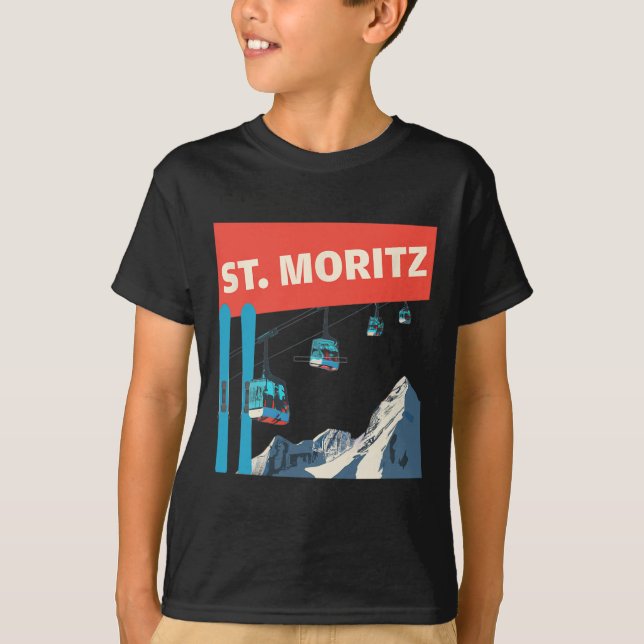 Camiseta St. Moritz Skiing - Retro St. Moritz Ski  (Frente)
