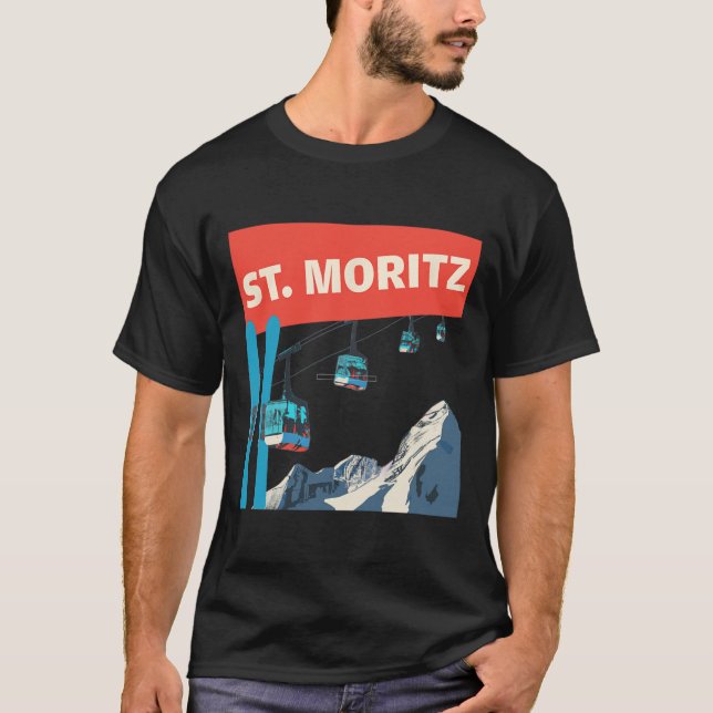 Camiseta St. Moritz Skiing - Retro St. Moritz Ski  (Frente)
