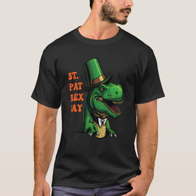 Camiseta St Pat-Rex Day Happy St Patricks Day T-Rex Leprech (Frente)