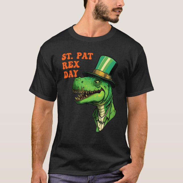 Camiseta St Pat-Rex Day Happy St Patricks Day T-Rex Leprech (Frente)