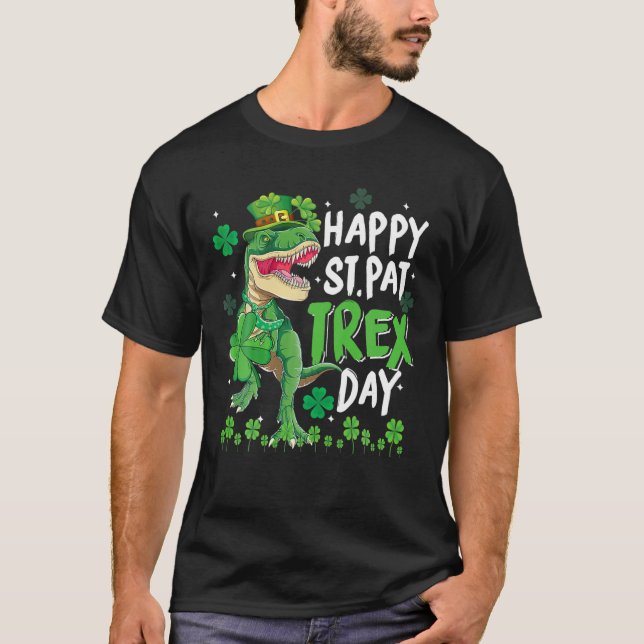Camiseta St Pat Trex T Rex St Patrick's Day Dinosaur (Frente)