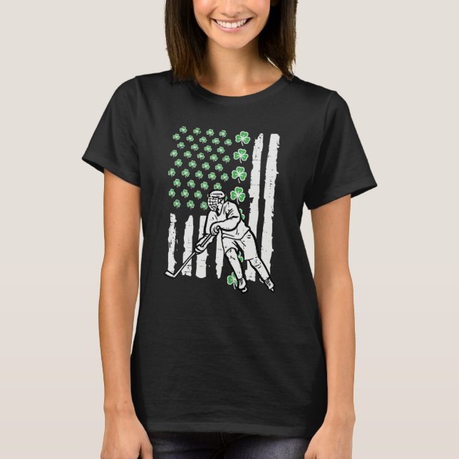 Camiseta St Patrick Day Ice Hockey US Flag Saint Pattys Men (Frente)