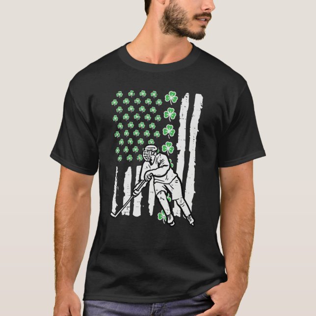 Camiseta St Patrick Day Ice Hockey US Flag Saint Pattys Men (Frente)