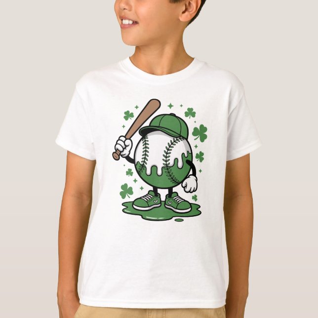 Camiseta St. Patrick’s Day Baseball Ice cream Kid  (Frente)