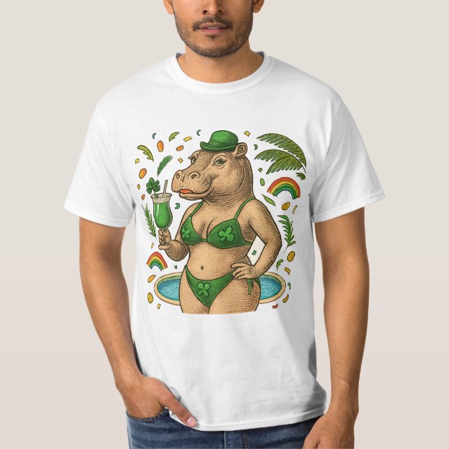 Camiseta St. Patrick’s Tropical Pool Party for Hippo lovers (Frente)