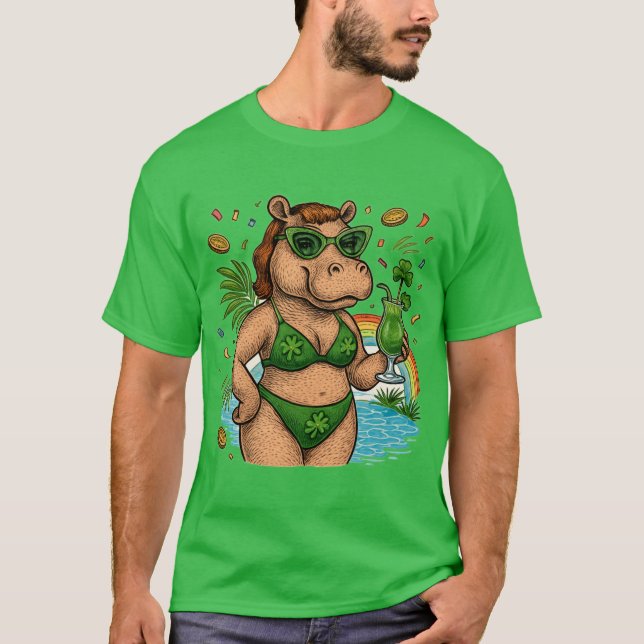 Camiseta St. Patrick’s Tropical Pool Party for Hippo lovers (Frente)