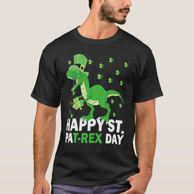 Camiseta St Patricks Boys Day Pajamas T Rex Santo Dinossaur (Frente)