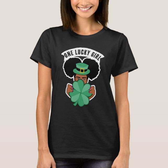 Camiseta St Patricks Day African American Leprechaun One Lu (Frente)
