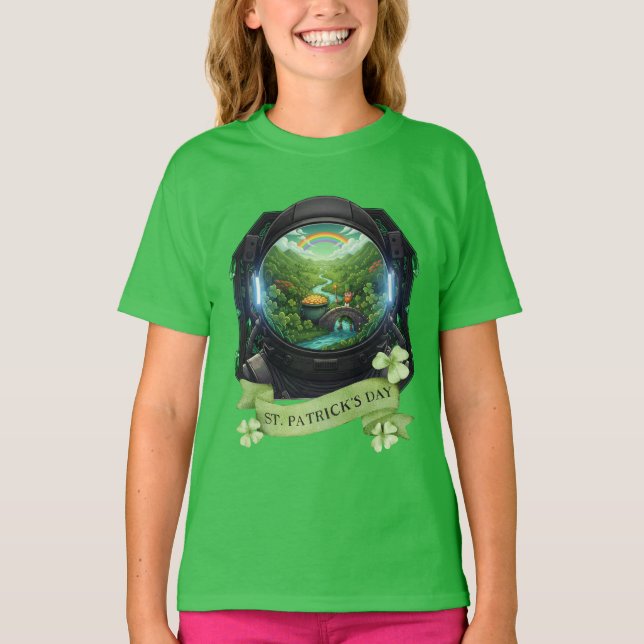 Camiseta St Patricks Day Astronaut Luck Tee (Frente)