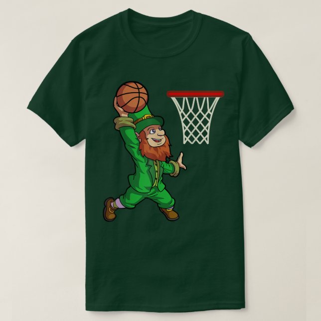 Camiseta St Patricks Day Basketball Dunk Leprechaun Boys Ki (Frente do Design)