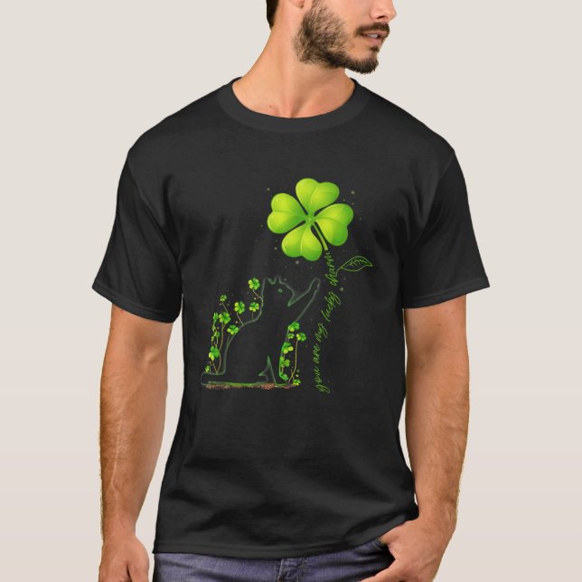 Camiseta St Patricks Day Black Cat My Lucky Charm Shamrock (Frente)