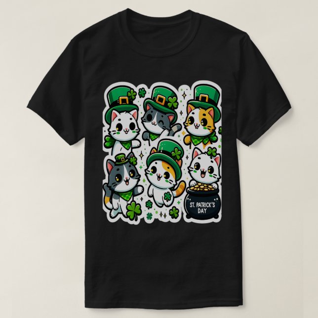 Camiseta St Patricks Day Cat Lover Children Saint Patt (Frente do Design)
