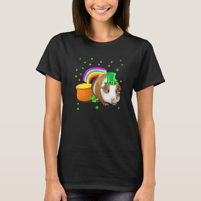 Camiseta St Patricks Day Cute Guinea Pig Irish Shamrock (Frente)
