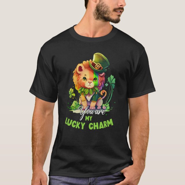 Camiseta St Patricks Day Cute Luck Charm Lion Kids (Frente)