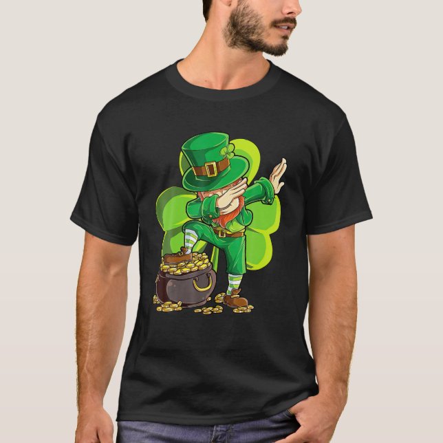 Camiseta St Patricks Day Dabbing Leprechaun Boys Kids Men G (Frente)