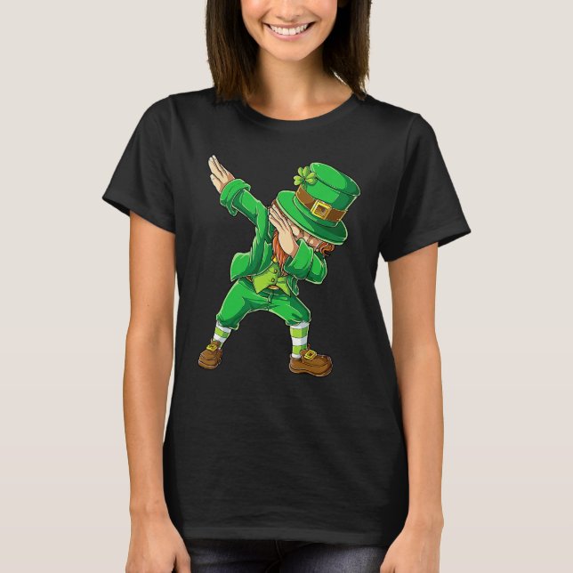 Camiseta St Patricks Day Dabbing Leprechaun Boys Men Funny  (Frente)