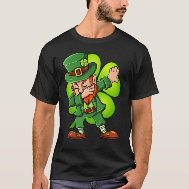 Camiseta St Patricks Day Dabbing Leprechaun Clover Boys Gir (Frente)