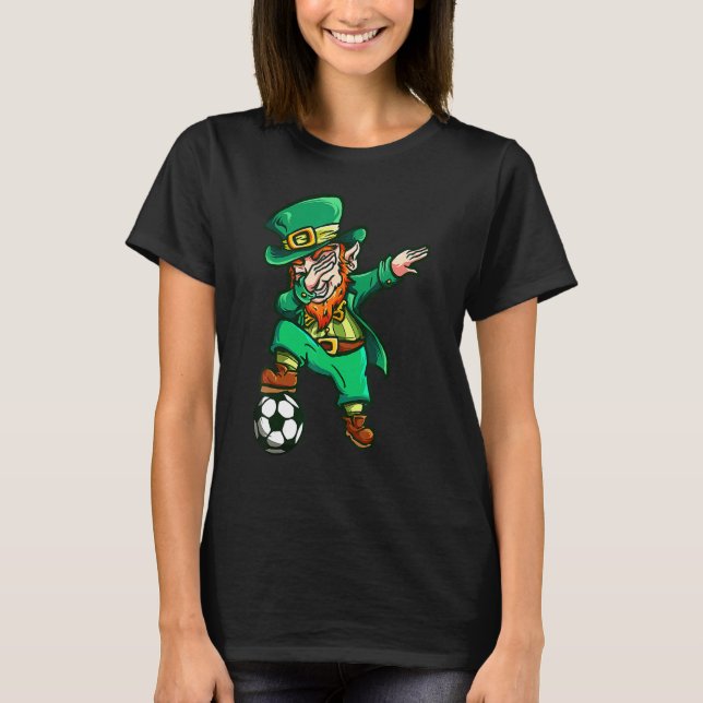 Camiseta St Patricks Day Dabbing Leprechaun Soccer Boys Kid (Frente)