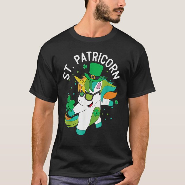 Camiseta St Patricks Day Dabbing Unicorn Leprechaun Leprico (Frente)