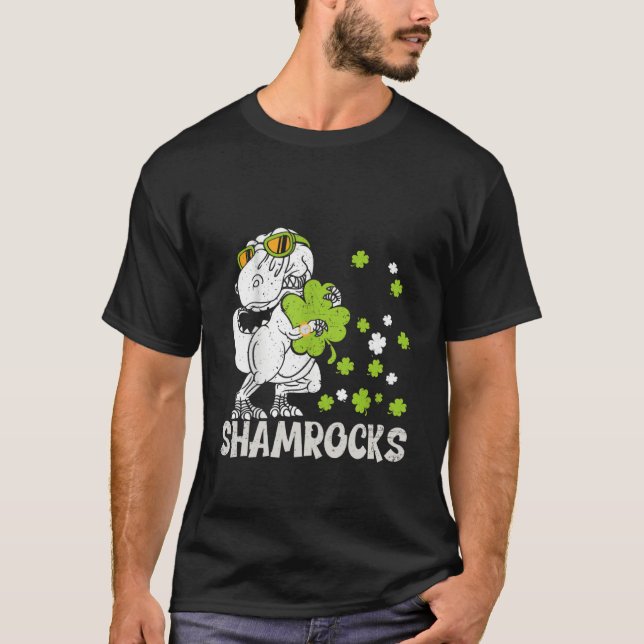 Camiseta st patrick's day Dinosaur I Steal Shamrocks (Frente)