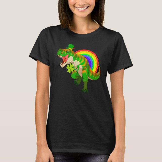 Camiseta St Patricks Day Dinosaur Irish Green T-Rex Leprech (Frente)