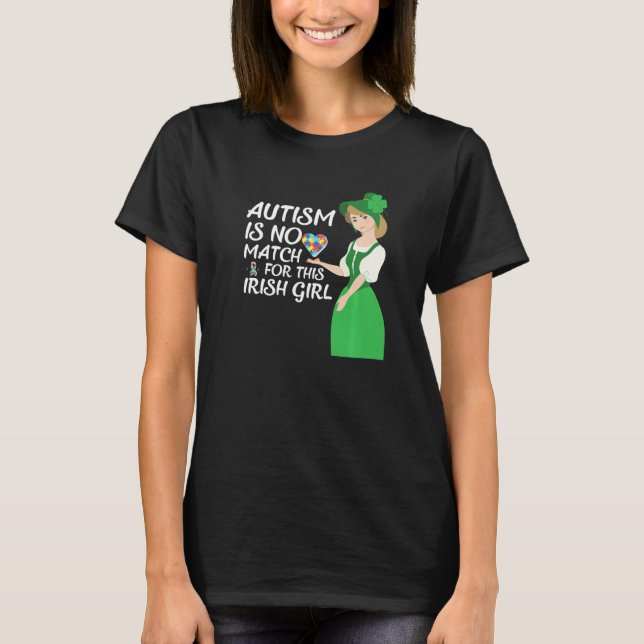 Camiseta St Patricks Day Four Leaf C Irish Girl Autism Awar (Frente)