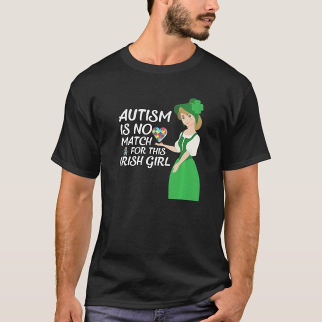 Camiseta St Patricks Day Four Leaf C Irish Girl Autism Awar (Frente)