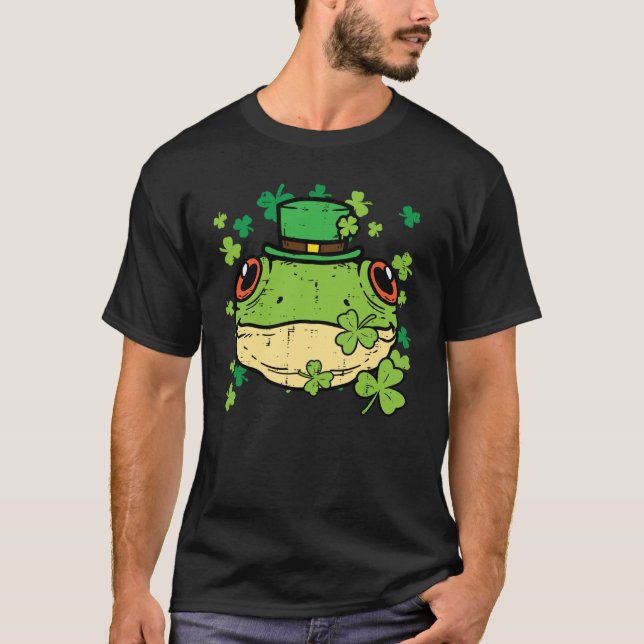 Camiseta St Patricks Day Frog Face Saint Pattys Paddys Men  (Frente)