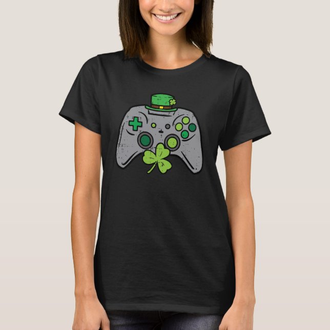 Camiseta St Patricks Day Gamer Saint Pattys Men Boys Kids Y (Frente)