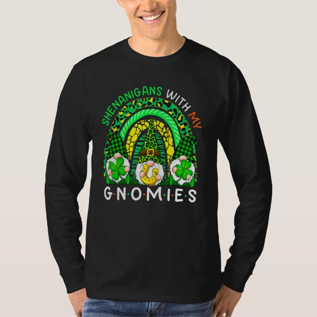 Camiseta St Patricks Day Gnome Let Shenanigans Begin Shamro (Frente)