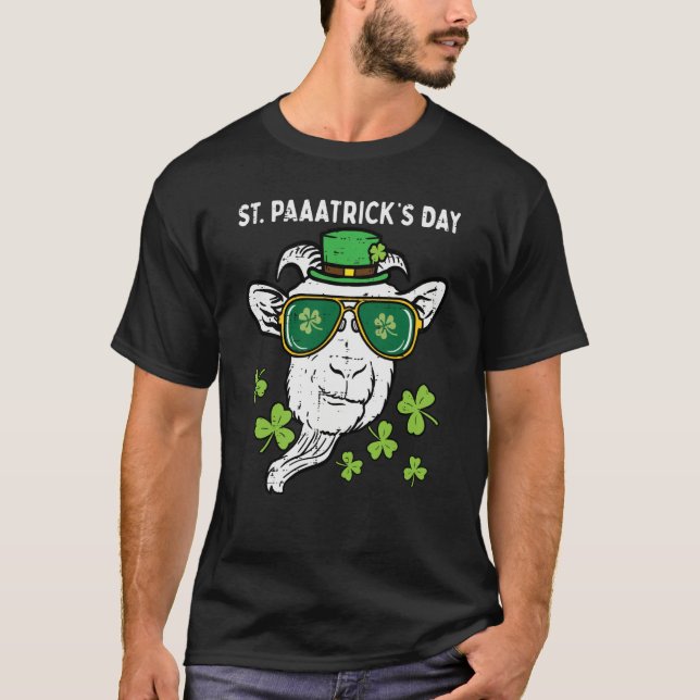 Camiseta St Patricks Day Goat Head Saint Pattys Farmer Men  (Frente)