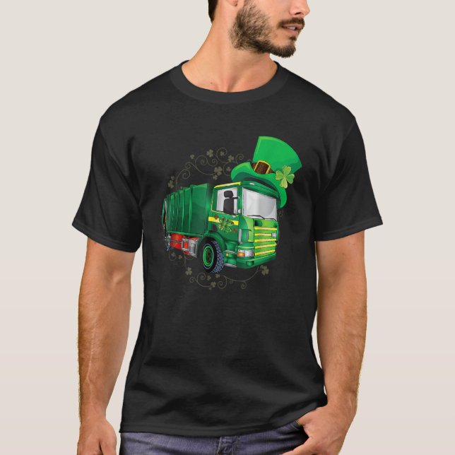 Camiseta St Patrick's Day Green Garbage Truck Men Women Boy (Frente)