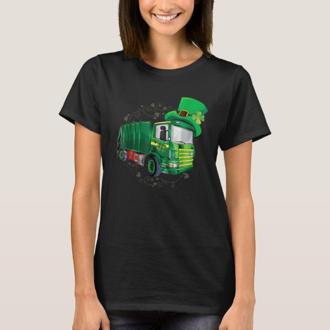 Camiseta St Patrick's Day Green Garbage Truck Men Women Boy (Frente)