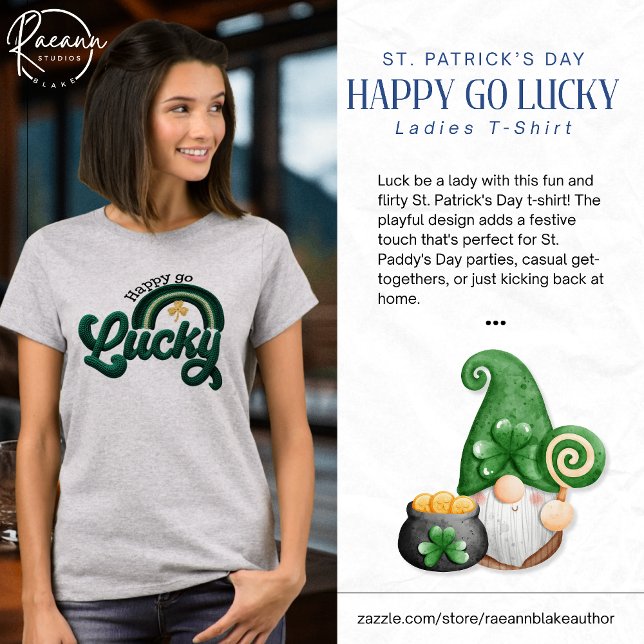 Camiseta St. Patrick's Day Happy Go Lucky Women's T-Shirt (Criador carregado)