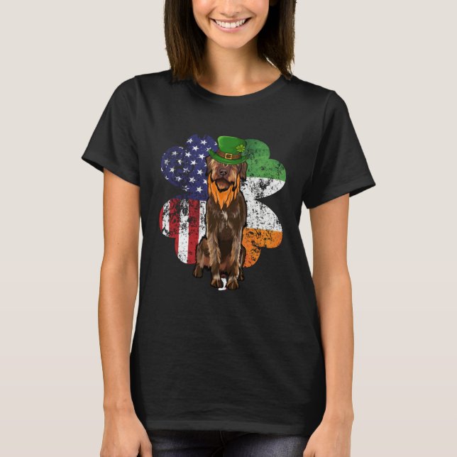 Camiseta St Patricks Day Irish American Wirehaired Pointing (Frente)