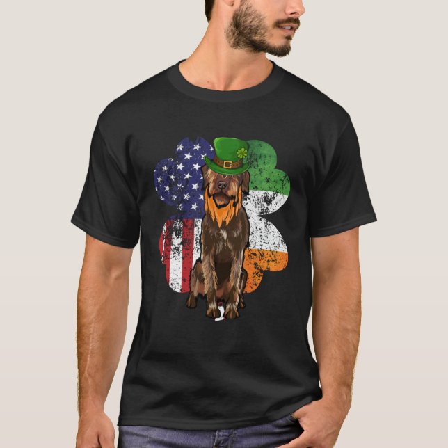 Camiseta St Patricks Day Irish American Wirehaired Pointing (Frente)