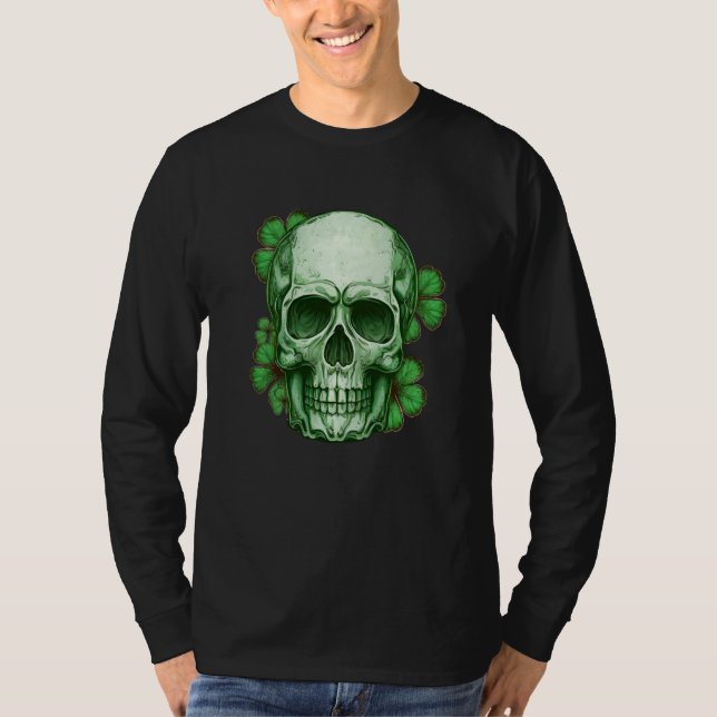 Camiseta St Patricks Day Irish C Shamrock Skull (Frente)