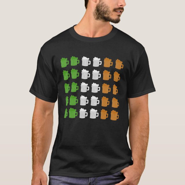 Camiseta St Patrick's Day  Irish Flag Beer Alcohol Pint Gla (Frente)