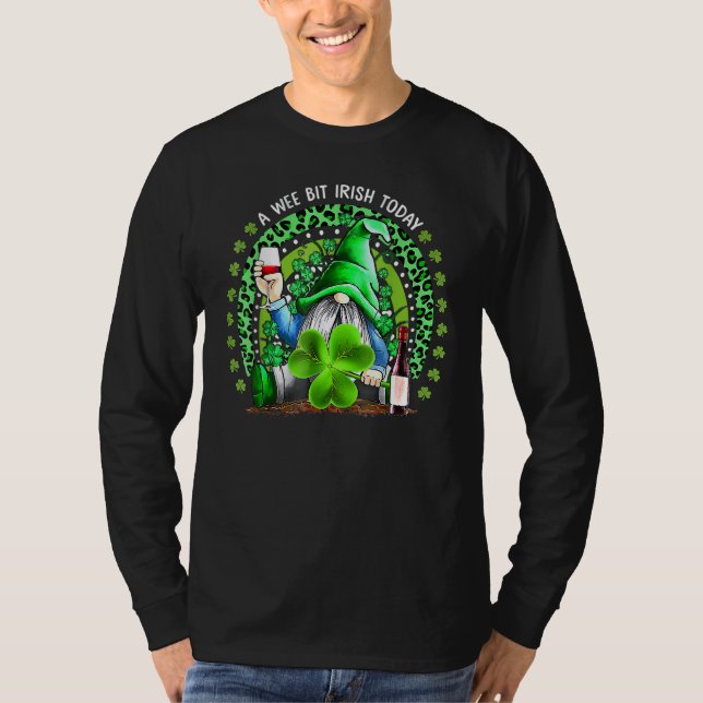 Camiseta St Patrick's Day Irish Gnome Drink Wine Shamrock R (Frente)