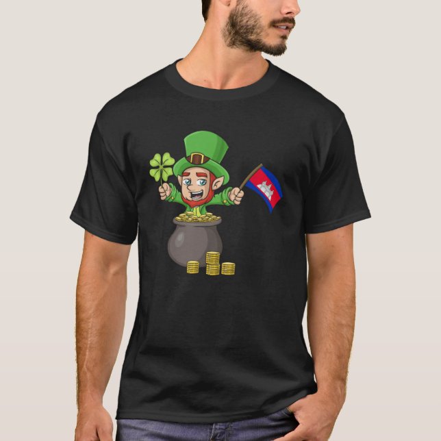 Camiseta St Patricks Day Irish Green Cambodia Khmer Cambodi (Frente)