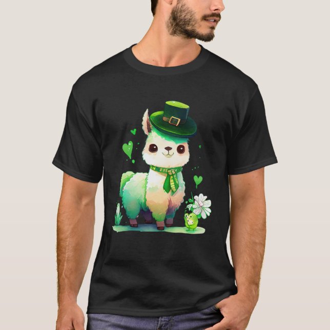 Camiseta St Patrick's Day Irish Lama Happy St Patrick's (Frente)