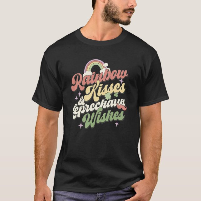 Camiseta St Patricks Day Irish Rainbow Kisses And Leprechau (Frente)