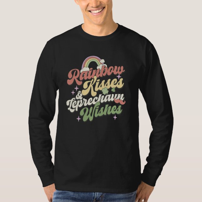 Camiseta St Patricks Day Irish Rainbow Kisses And Leprechau (Frente)