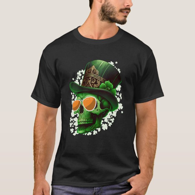 Camiseta St Patrick's Day Irish skeleton leprechaun (Frente)