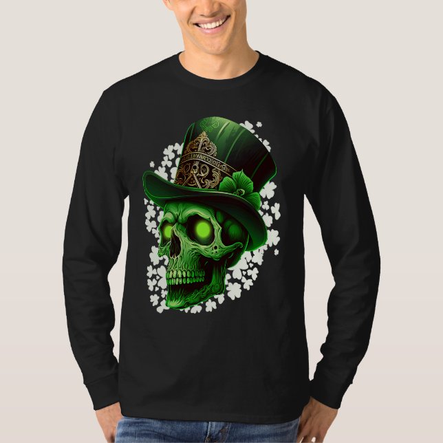 Camiseta St Patrick's Day Irish skeleton leprechaun  2 (Frente)